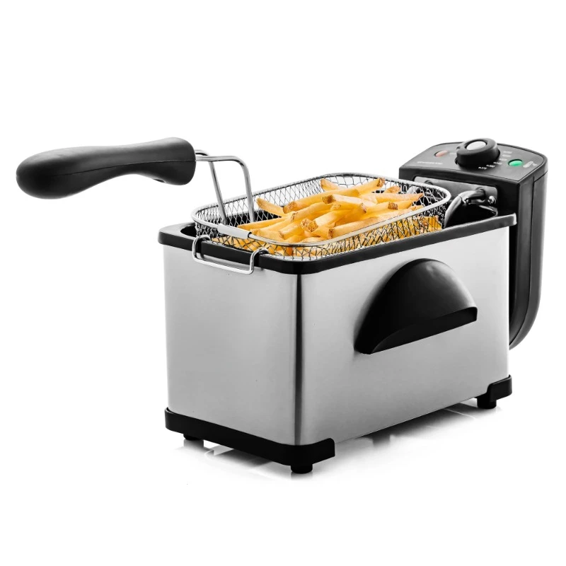 New Electric Deep Fryer 2 Liter Capacity, 1500 Watt Lid with Viewing Window, Silver