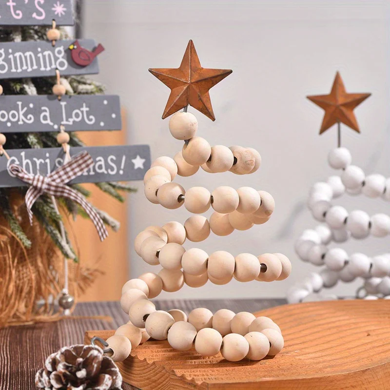 1PC 10×19cm Ins Style Christmas Decoration Mini Figurine Nordic Wooden Christmas Tree Desktop Ornament for Festive Holiday Gifts