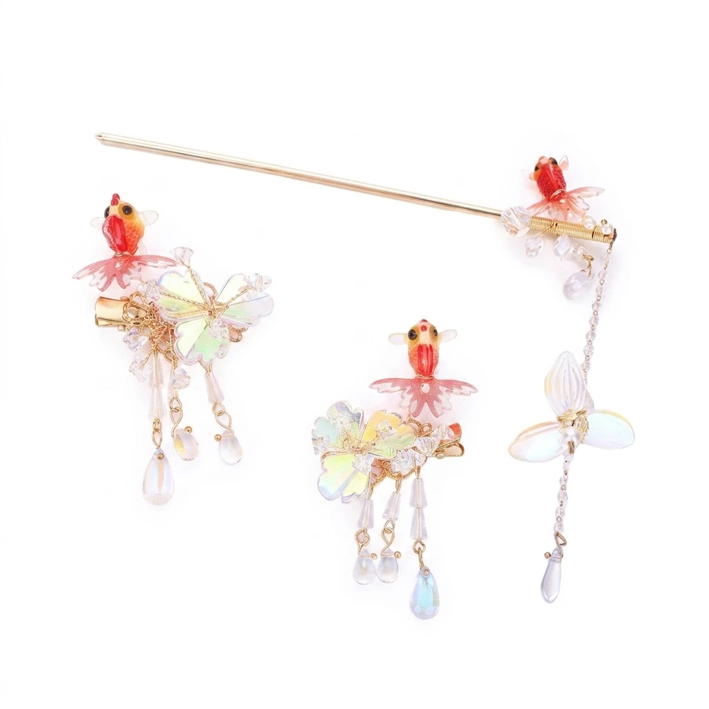 Hair Ornament Styling Hairpin for Hanfu Party Vintage Alloy Carp Tassel Hair Stick Retro Updo Clip Women Accessories Gift