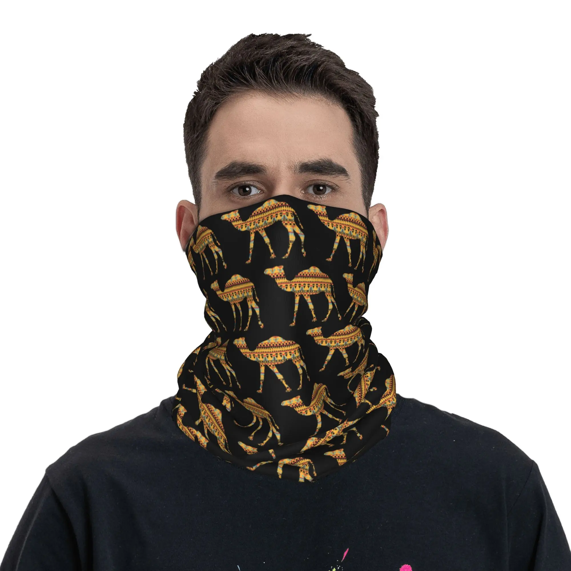 

Camel Pattern Bandana Neck Gaiter Printed Wrap Mask Scarf Cycling Scarf Outdoor Sports for Men Women Adult Breathable