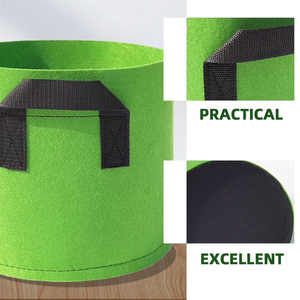 

5pcs Plant Growing Bags Non-woven Fabric Planter Vegetable Nursery Bag Green Color 7 Gallon Garden Balcony Patio