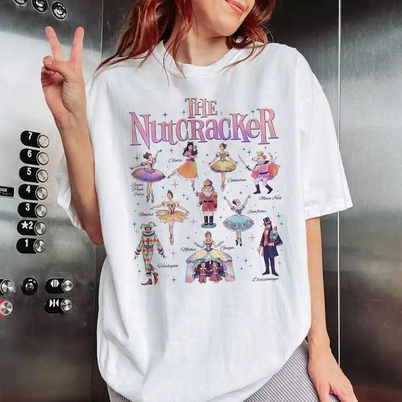 New Style The Nutcracker Ballet PNG Digital Download Christmas Sugar Plum Fairy Cute Woman Shirt Xmas Printed T-shirt Tops