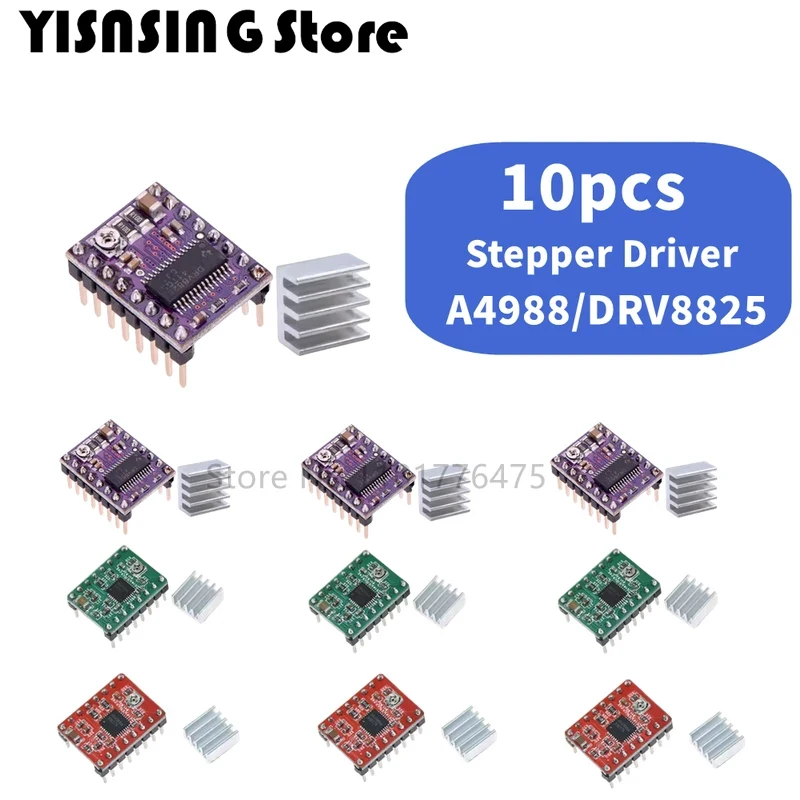 A4988 DRV8825 Stepper Motor Driver With Heat sink 3D Printer Parts StepStick Carrier Reprap RAMPS 1.4 1.5 1.6 MKS GEN V1.4 board