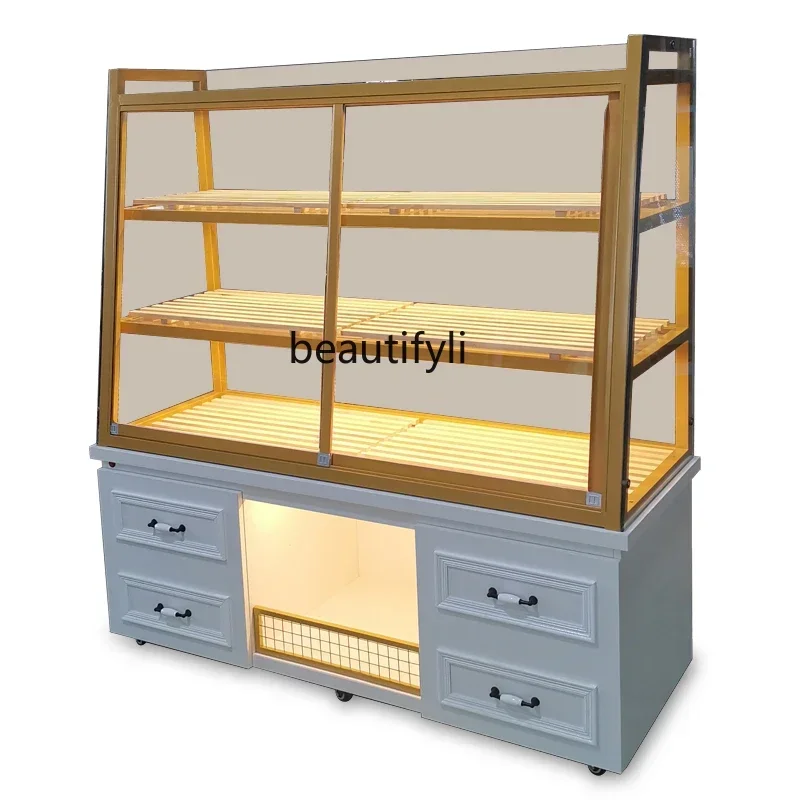 

C Bread Counter Side Cabinet Display Cabinet Bread Shelf Baking Cake Shop Shelf Commercial Multi-Layer Glass Middle Island