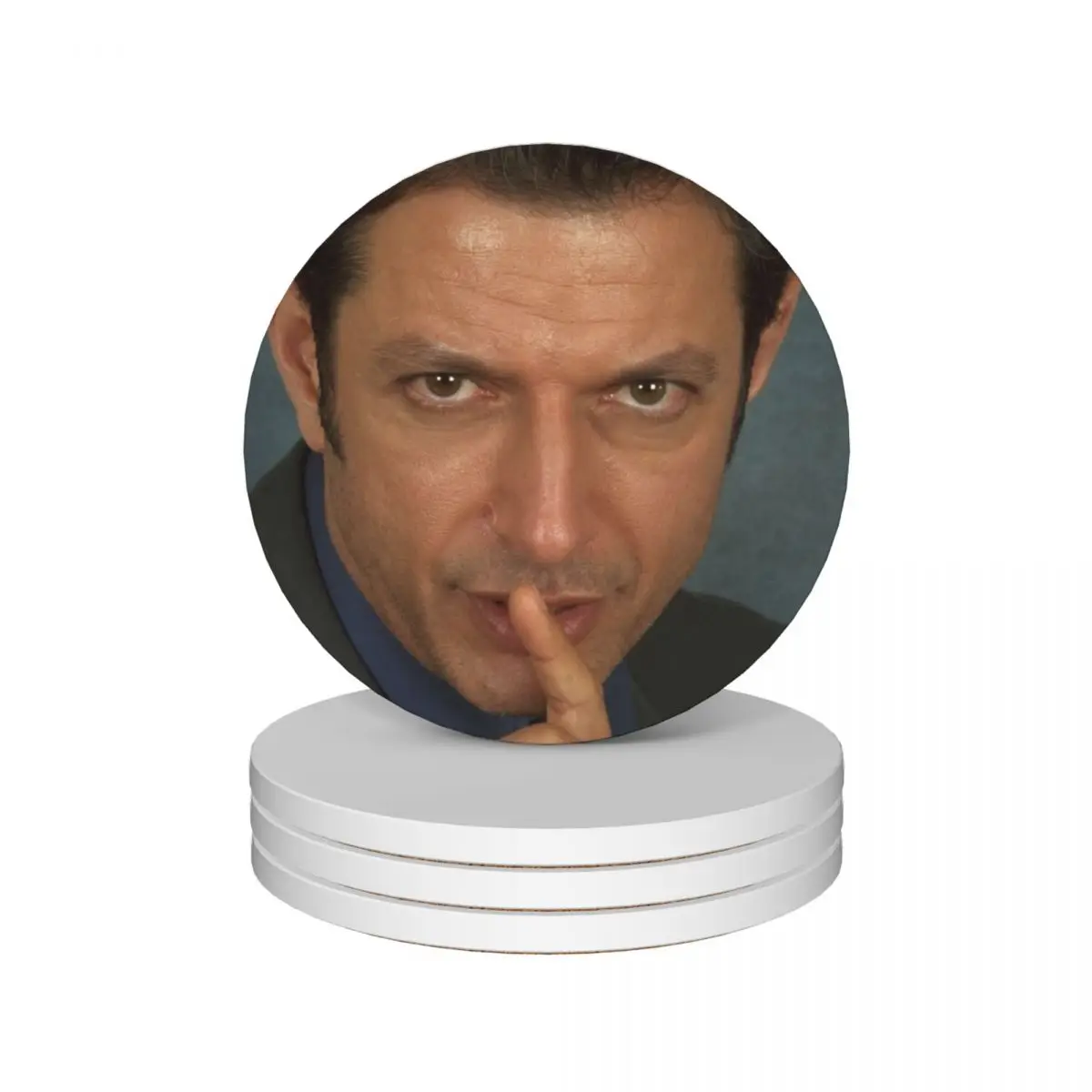 

Quiet Jeff Goldblum Ceramic Coasters (Set of 4) Creative custom cute set Coasters