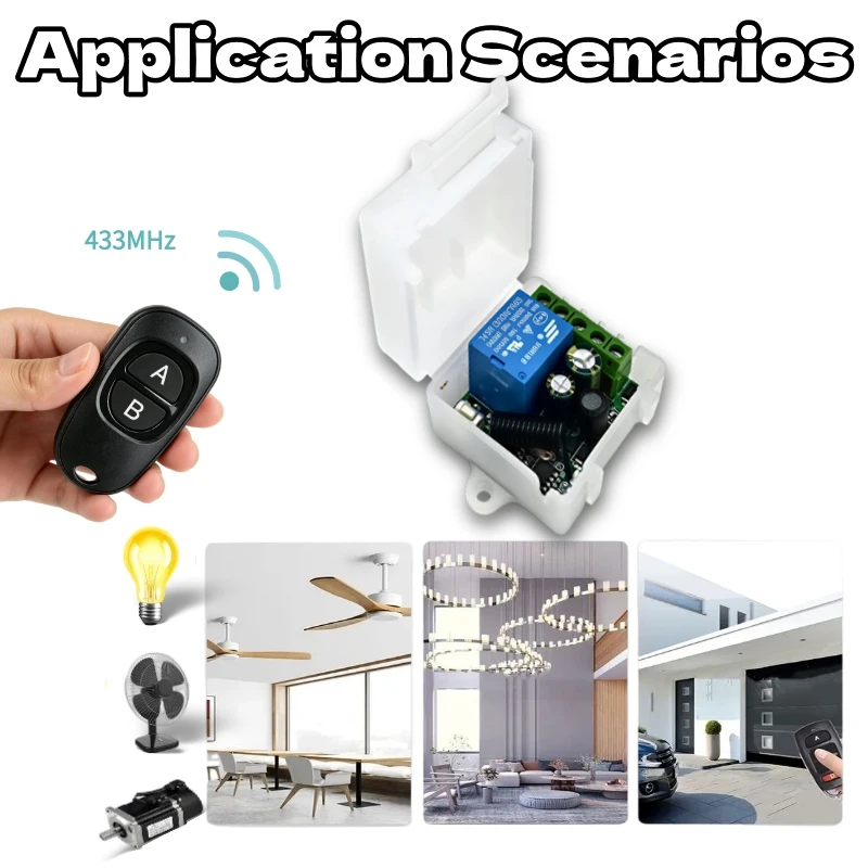 AC 110V 220V 433Mhz RF Wireless Remote Control Switch Relay 1CH Receiver Module For LED Garage Door Electromagnetic Lock DIY