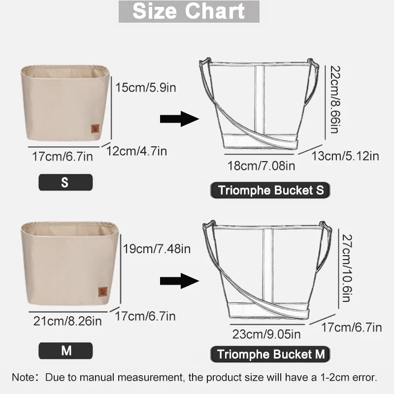 Bag Inner Liner Organizer Accessory Fit For Celine Triomphe Bucket Satin Insert Pocket Expand Storage Space Fix Shape Lining