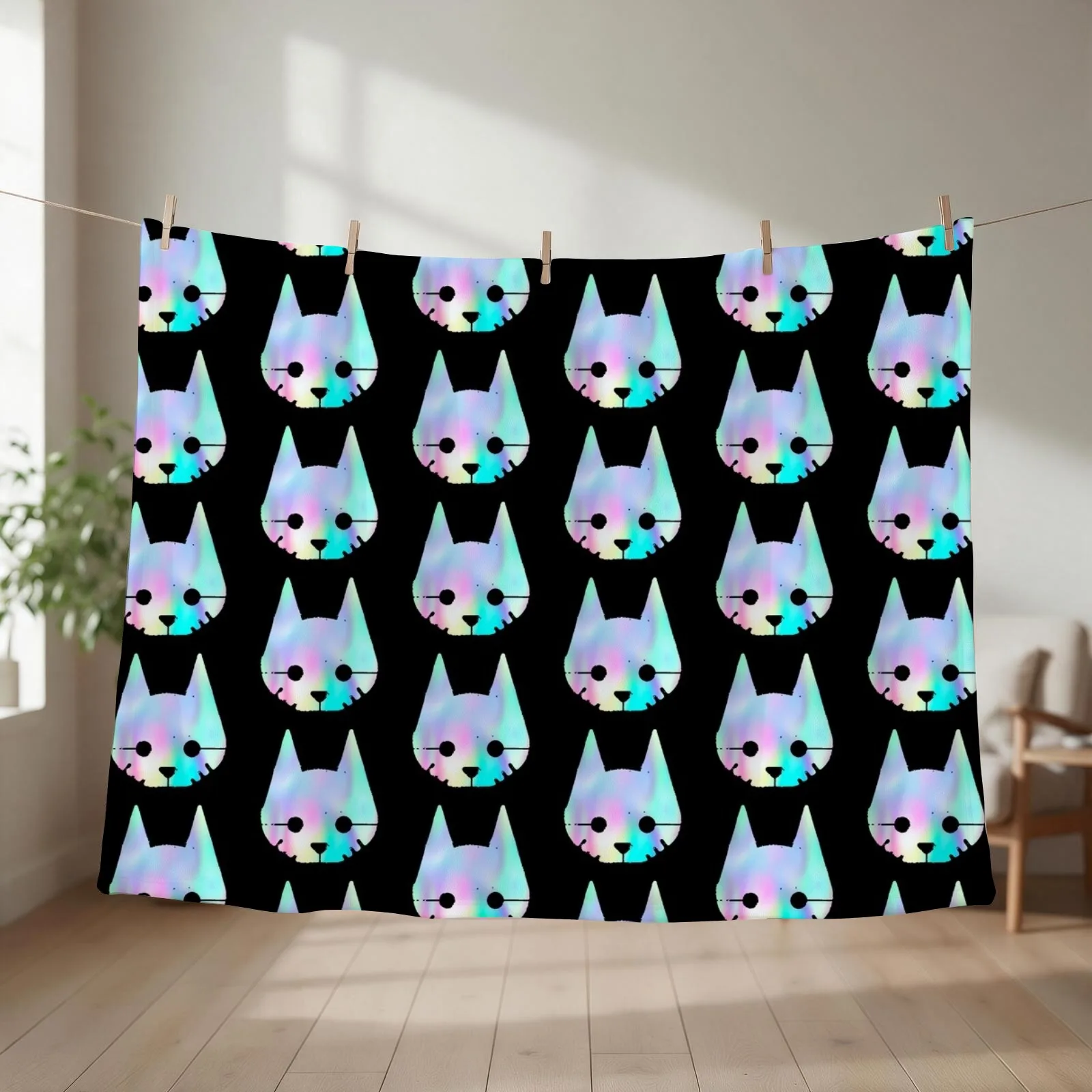 The Stray Game Lone Cat Head Logo Throw Blanket couch cozy soft plush fuzzy picnic outdoor blanket