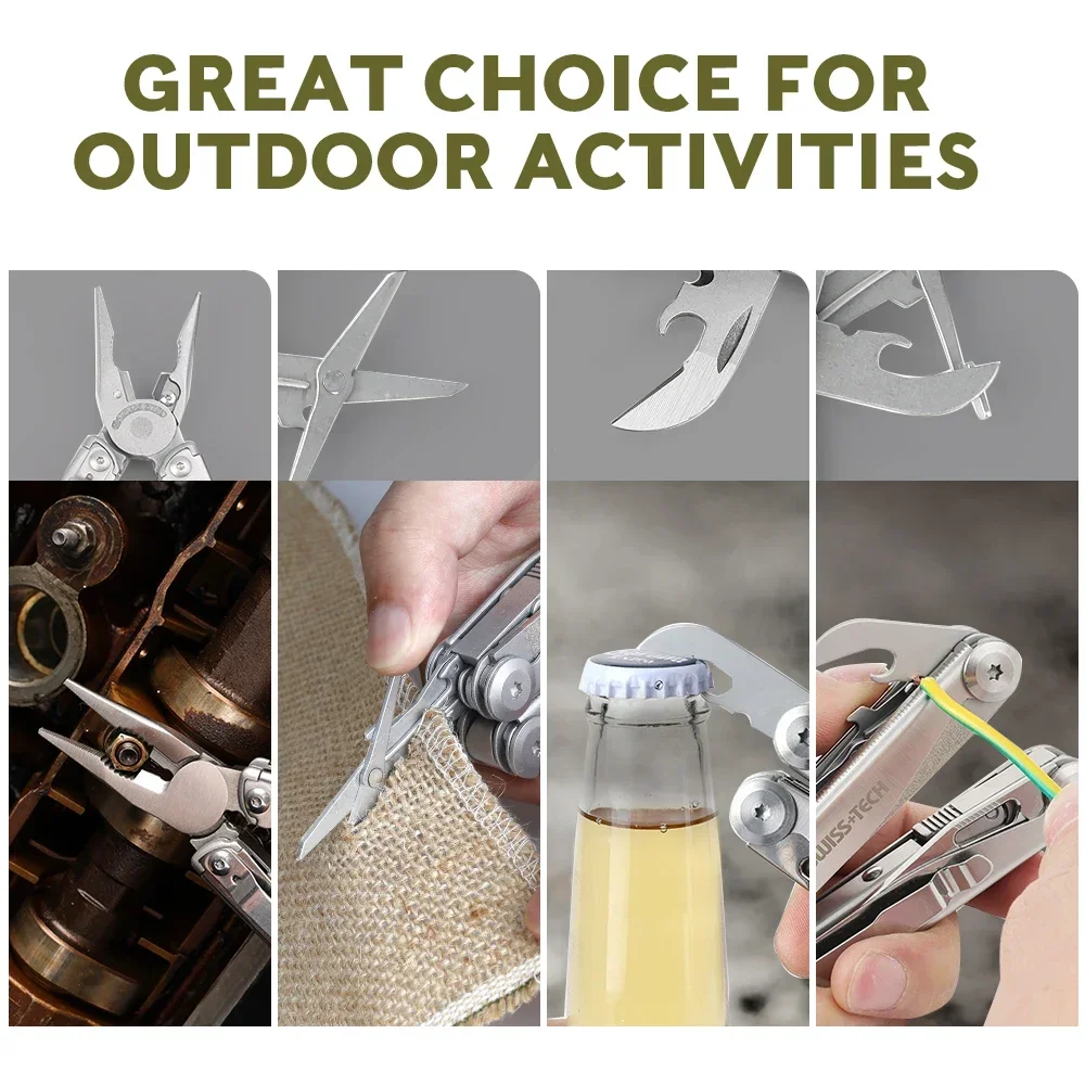 

Многофункциональные портативные складные плоскогубцы SWISS TECH 18 в 1 с ножами, мультитул EDC для активного отдыха, рыбалки и кемпинга