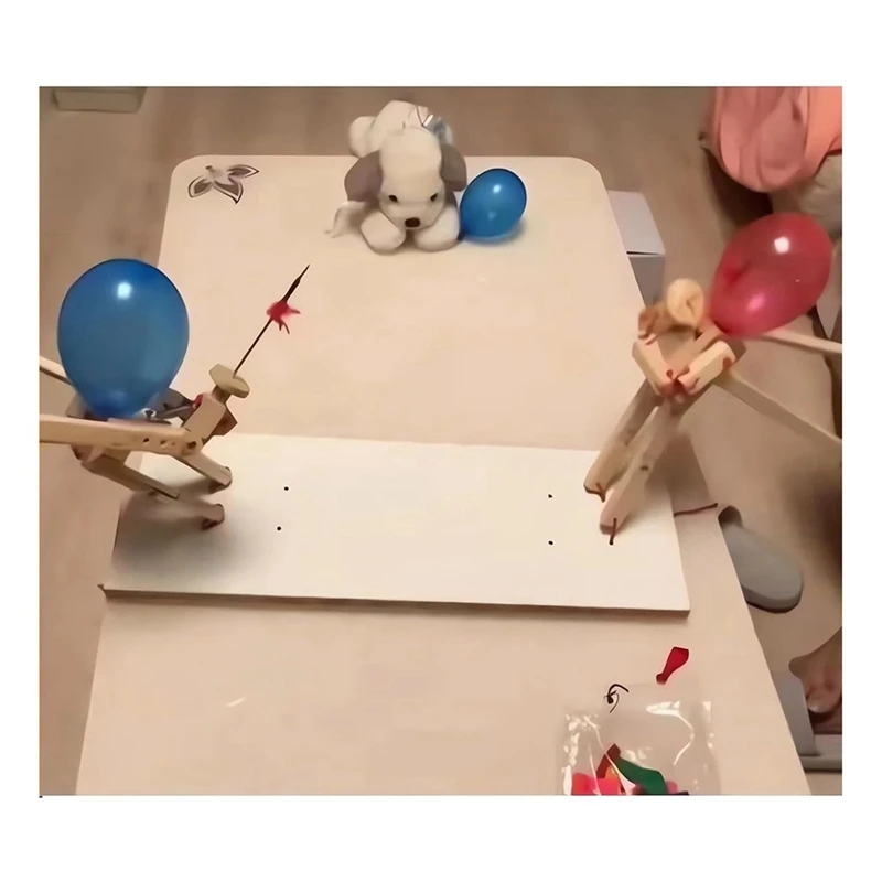 Wooden Fencing Puppets Handmade Fencing Puppets Boom Of Balloons Game, Punching (100Pcs Balloons)