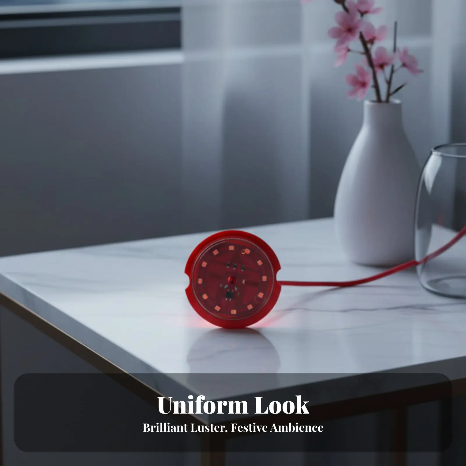 Holiday Outdoor Lantern, Plug-In LED, Round Red, Rotating Light, Waterproof, Festive - view 2