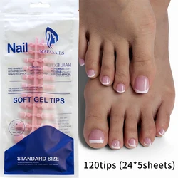 120/100Pcs Nude Pink French Press on Toenails Short Square Fake Toenails Acrylic Full Cover False Toe Art Tips Extension