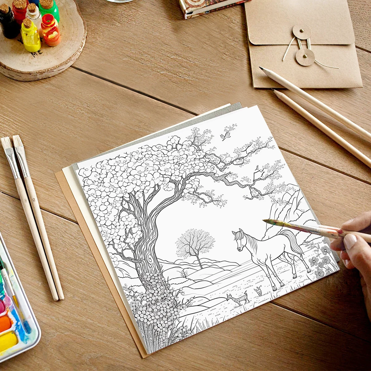 1PC Trees Coloring Book Forest Landscape Drawings for Kids Teens Adults Creative Inspirational Stress Relief Relaxation 20 Pages