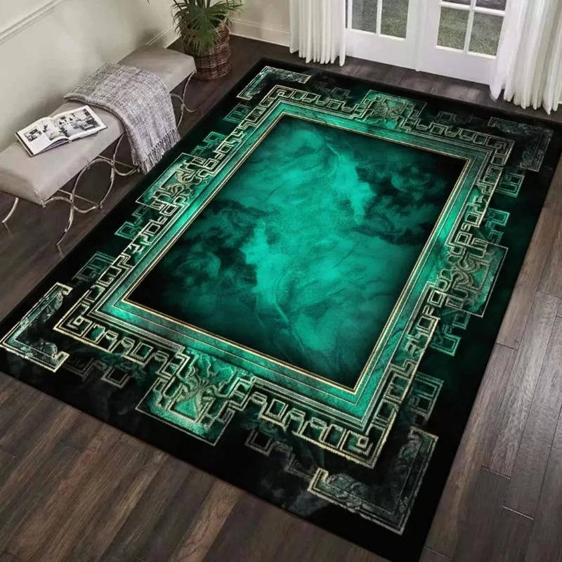 Green Carpet Non Slip Floor Mat for Living Room Bedroom Bathroom Kitchen Polyester Doormats Home Sofa Coffee Table Area Rugs