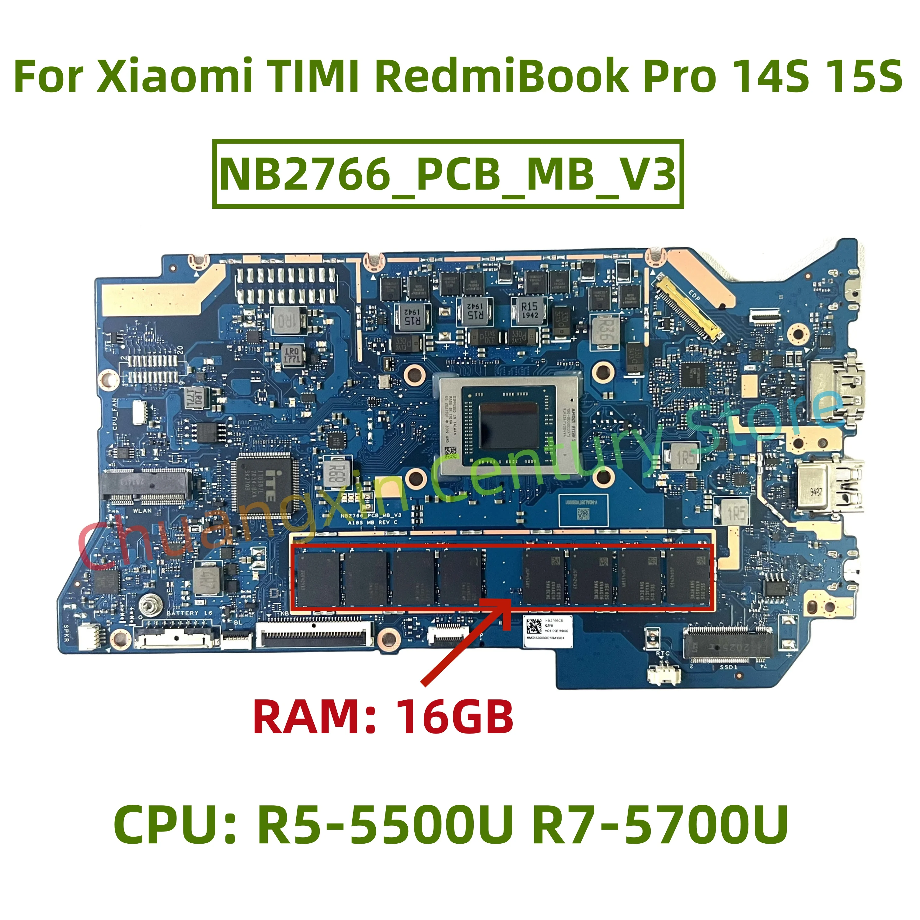 NB2766_PCB_MB_V3 motherboard for Xiaomi XMA2006 TIMI RedmiBook Pro 14S 15S laptop CPU: R5-5500U R7-5700U RAM: 16GB 100% test ok