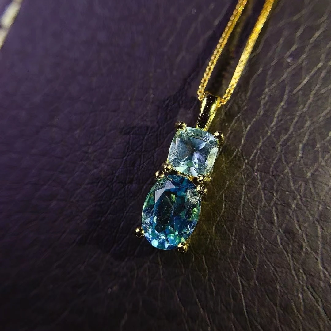 KJJEAXCMY Natural Topaz Pendant High Clarity Lustrous Color Locking S925 Silver Electroplated Jewelry Gift for Women Festive