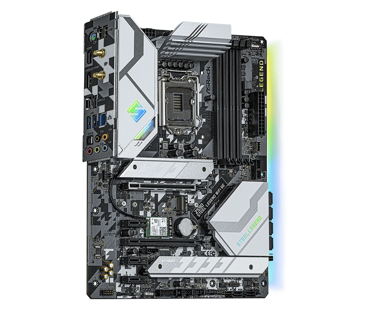 Imagem -04 - Asrock Z590 Placa-mãe Z590 Steel Legend Wifi 6e Placa-mãe Lga1200 Support11700f 11400f 10900 10500 10300 10850 Cpu Ddr4 128g