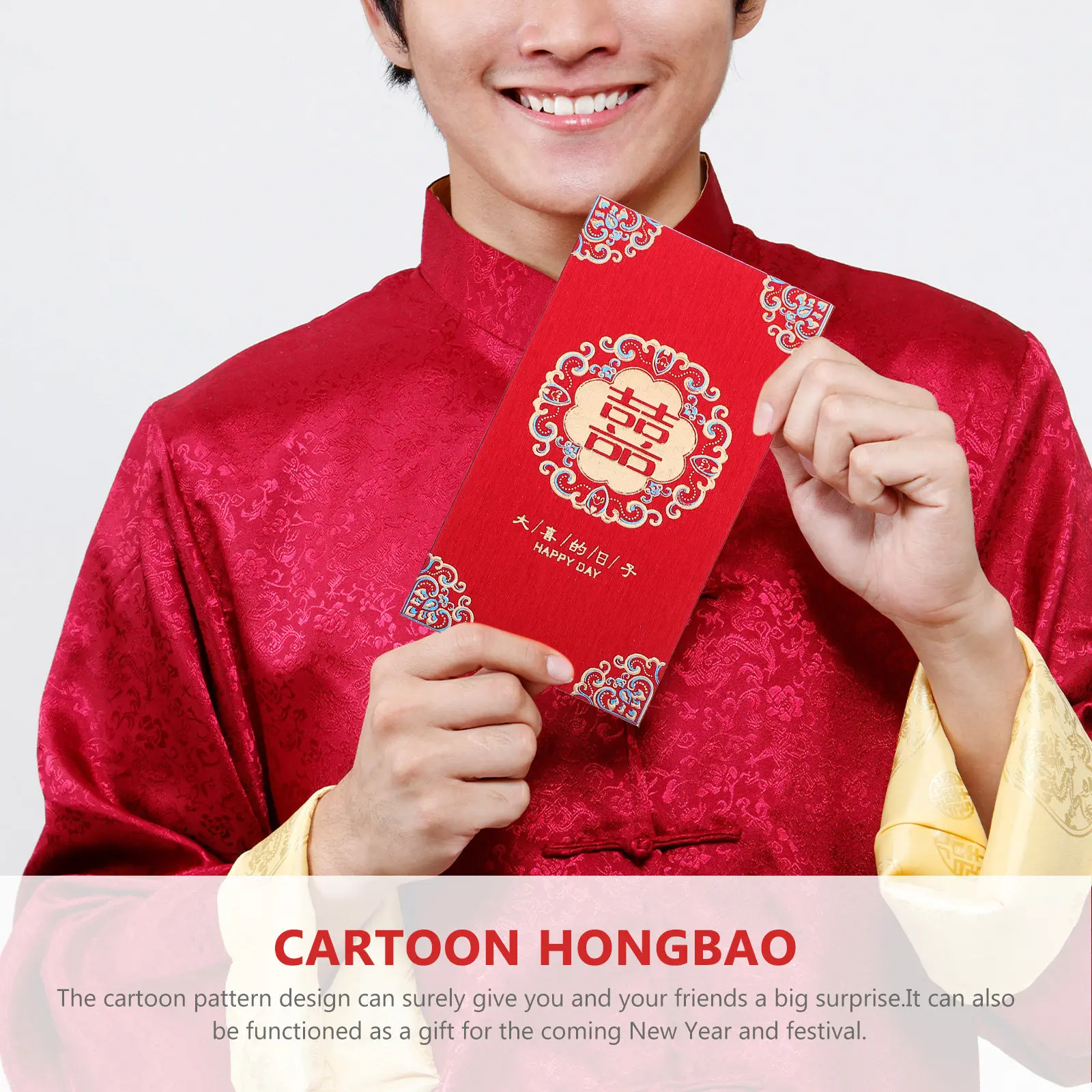 

12Pcs Chinese Wedding Red Envelopes with Double Happiness Character Red Packets for Cash Gifts Lucky Money Holders