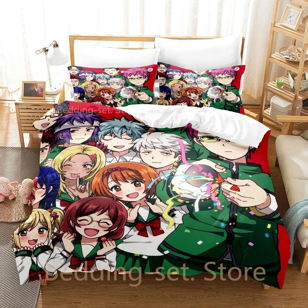 

The Disastrous Life Of Saiki K Bedding Set Single Twin Full Queen King Size Bed Set Bedroom Duvetcover Sets Anime Bed Sheet Set