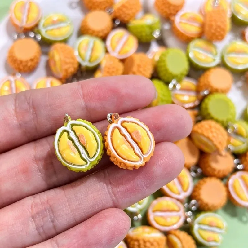 10pcs Mini Durian Resin Fruit Charms Simulated Fruits Food Pendant Cute Earring Phone Chain Bracelet Charm For Jewelry Make