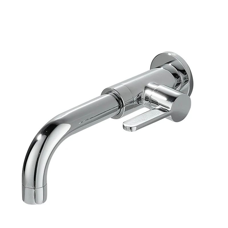 

MTTUZK Splashproof bathroom wall-mounted long mop pool faucet Single cold chrome brass basin faucet basin tap