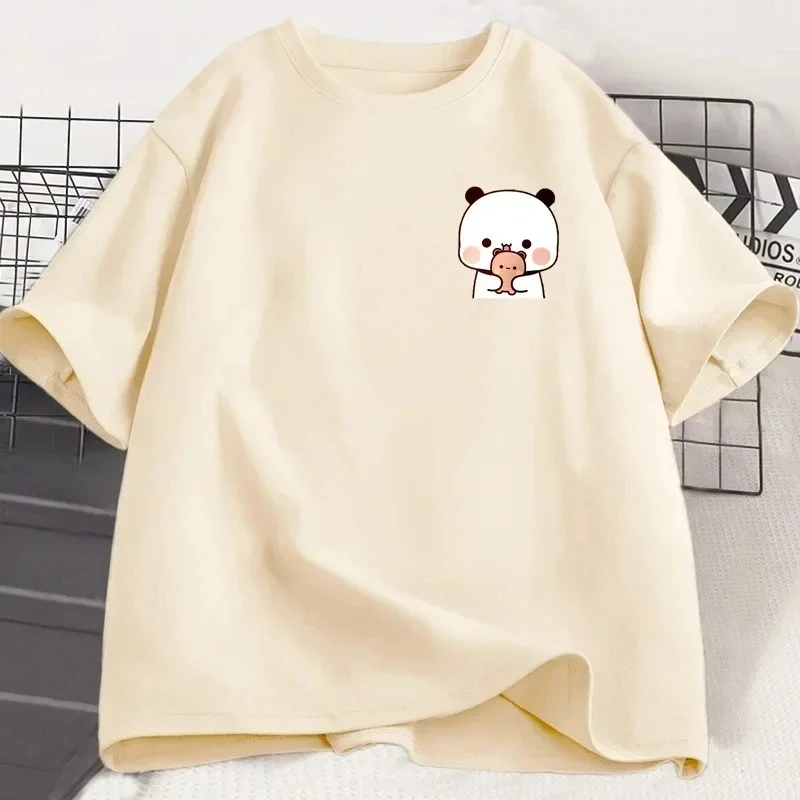 Panda Bubu Dudu und ihre Jungen – T-Shirt, modisches, lustiges Paar-T-Shirt, Damenmode, lässiges T-Shirt mit kurzen Ärmeln, Kleidung. – Detail 3