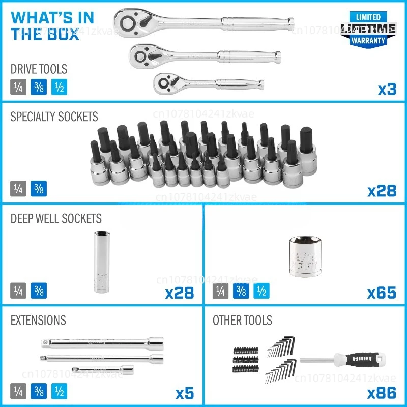 Multiple Drive Mechanics Tool Set, 215 Pcs, Chrome Finish