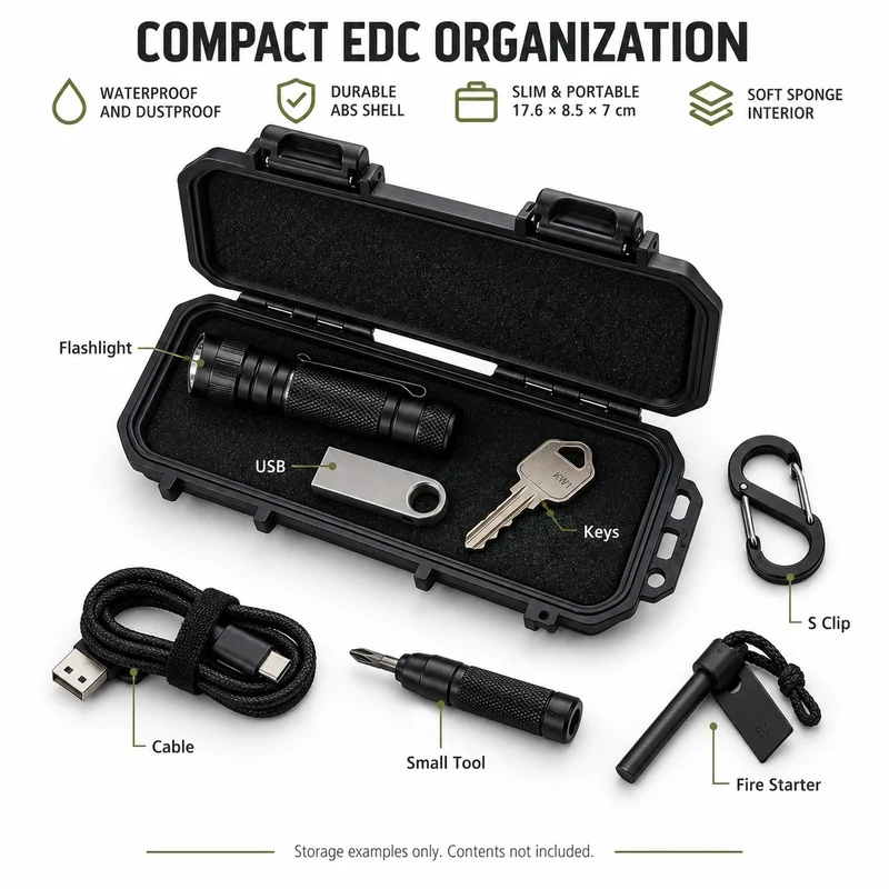 Waterproof EDC Hard Case ABS Tool Storage Box With Foam Insert S-Biner Clip For Camping Hiking Outdoor Gear view 4