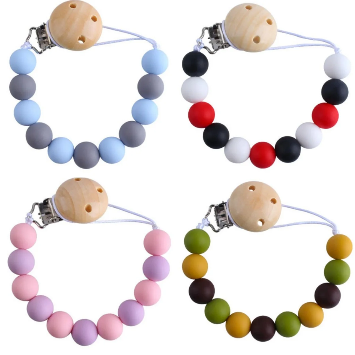 

Baby Teething Necklace Pacifier Clips Teether Bracelet Food Grade Silicone Chews Nurse Gift Toys