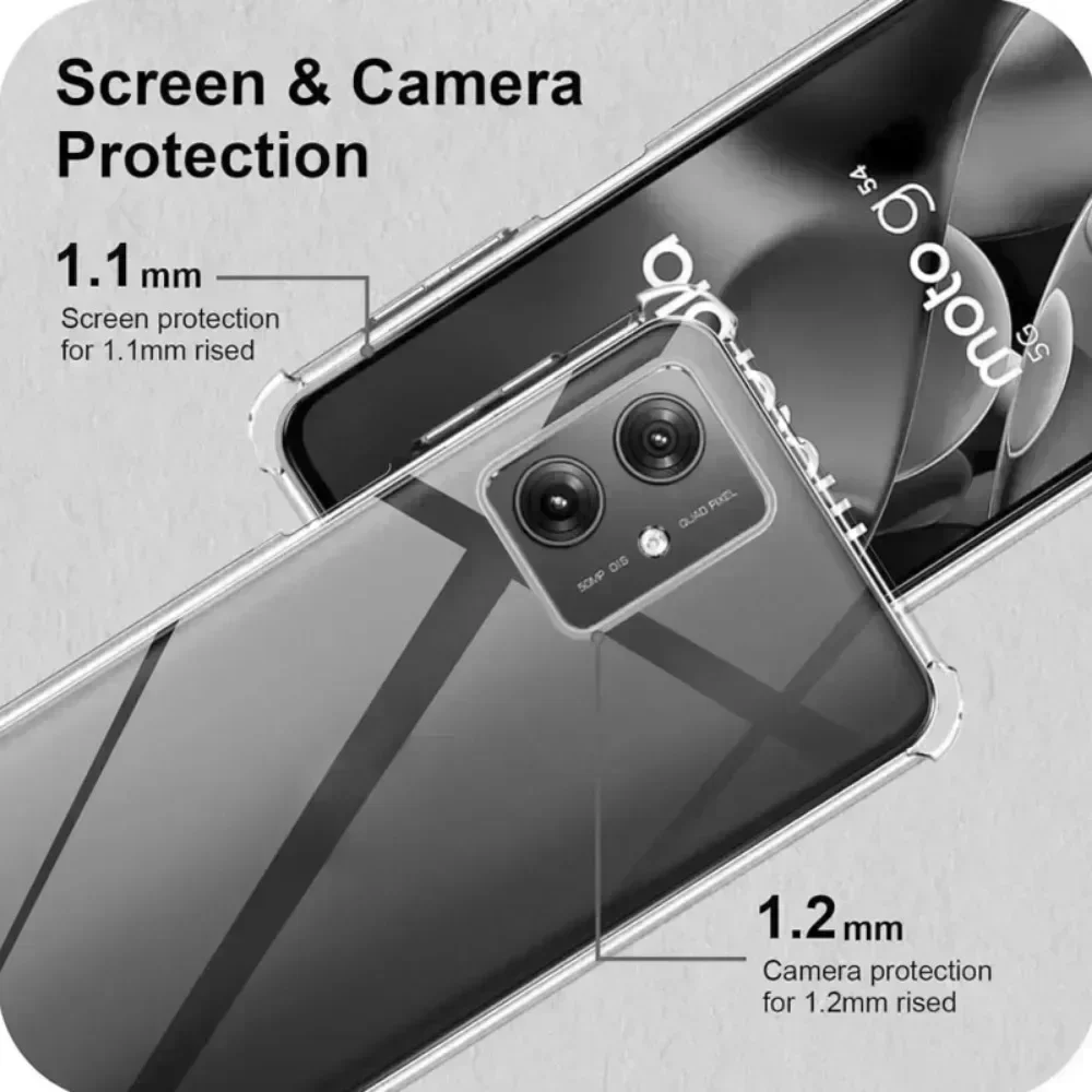Shockproof Silicone Soft Case For Motorola Moto G14 G34 G54 G54(Brazil) G84 5G G04 G24 Power G10 G20 G30 Clear Thick Back Cove
