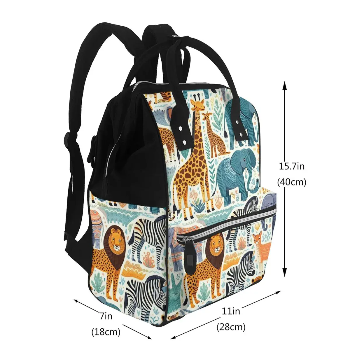 Cartoon Zoo Animals Wild Safari Friends PatternStudent Backpack School BagDaypack for Men Women Bookbag Shoulder Bags