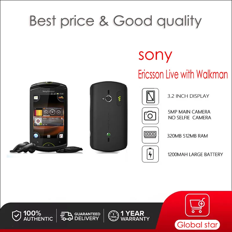 

Sony Ericsson Live with Walkman WT19 Refurbished-Original 3.2 inches 5MP Mobile Phone Cellphone Free Shipping High Quality