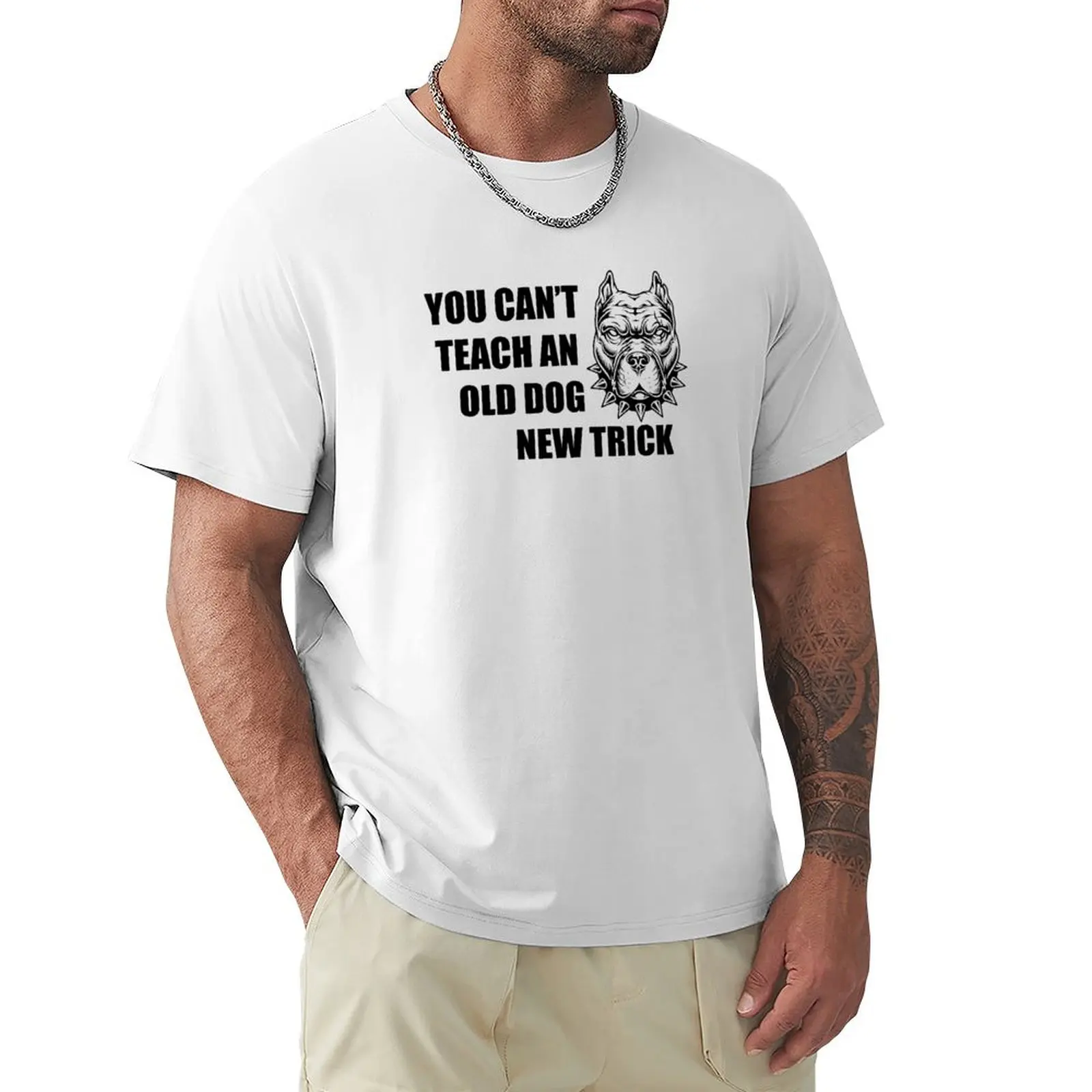 you can't teach an old dog new trick funny dog lovers t-shirt T-Shirt graphics funnys boys whites Men's t shirts