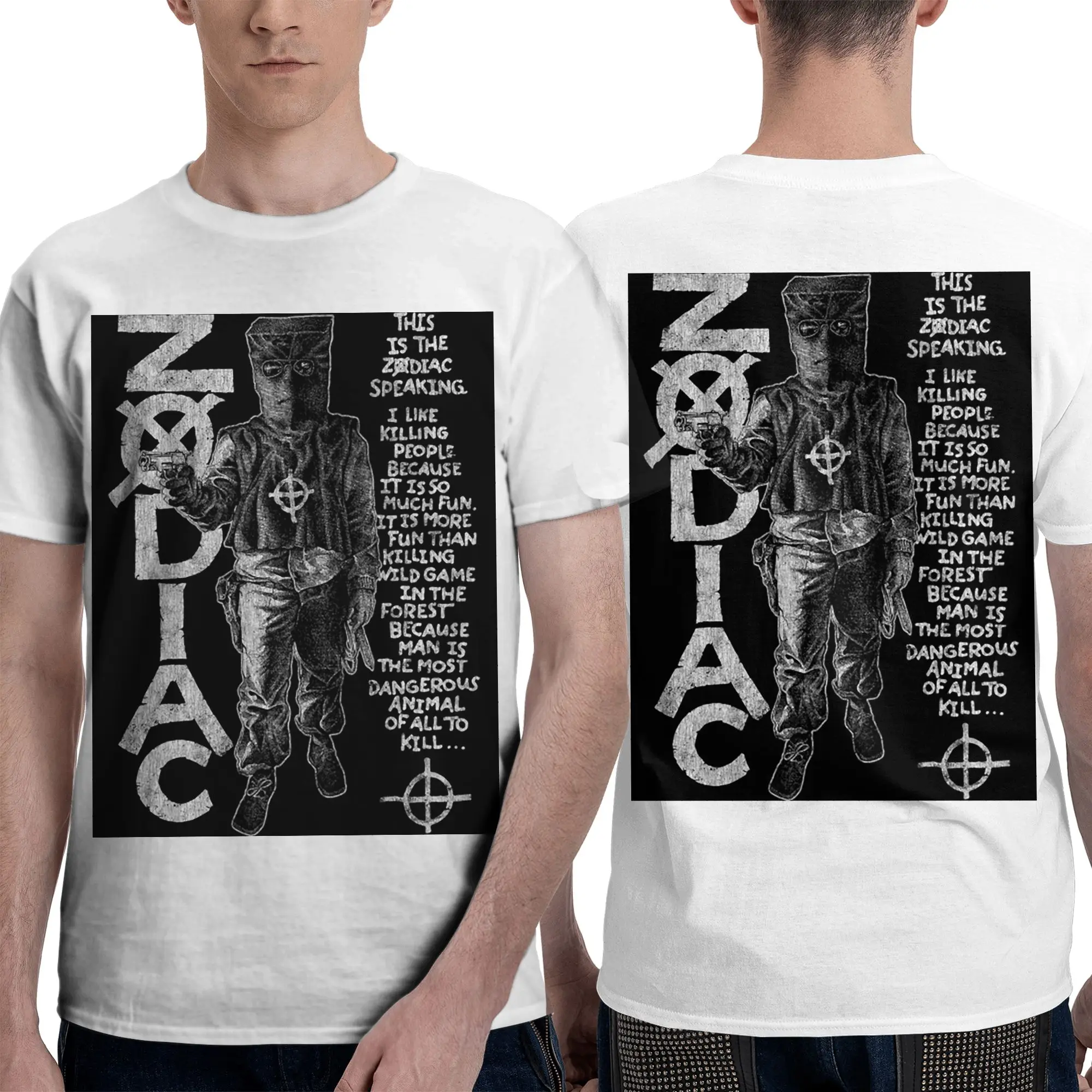 100% Cotton Zodiac,David Fincher,Crime,Serial Killer T-Shirt Men's Double Sided T Shirt Men Round Neck Shirts Tops Oversized