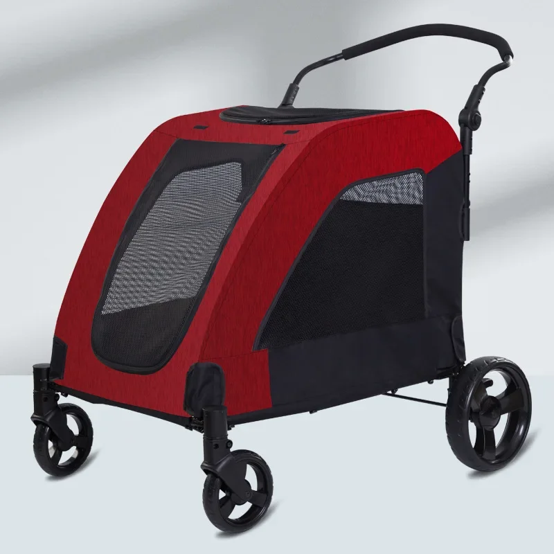Luxury 4 Wheels Large Medium Dog Pet Cart Outdoor Travel Trolley Foldable Pet Stroller Carrier for Large Dogs