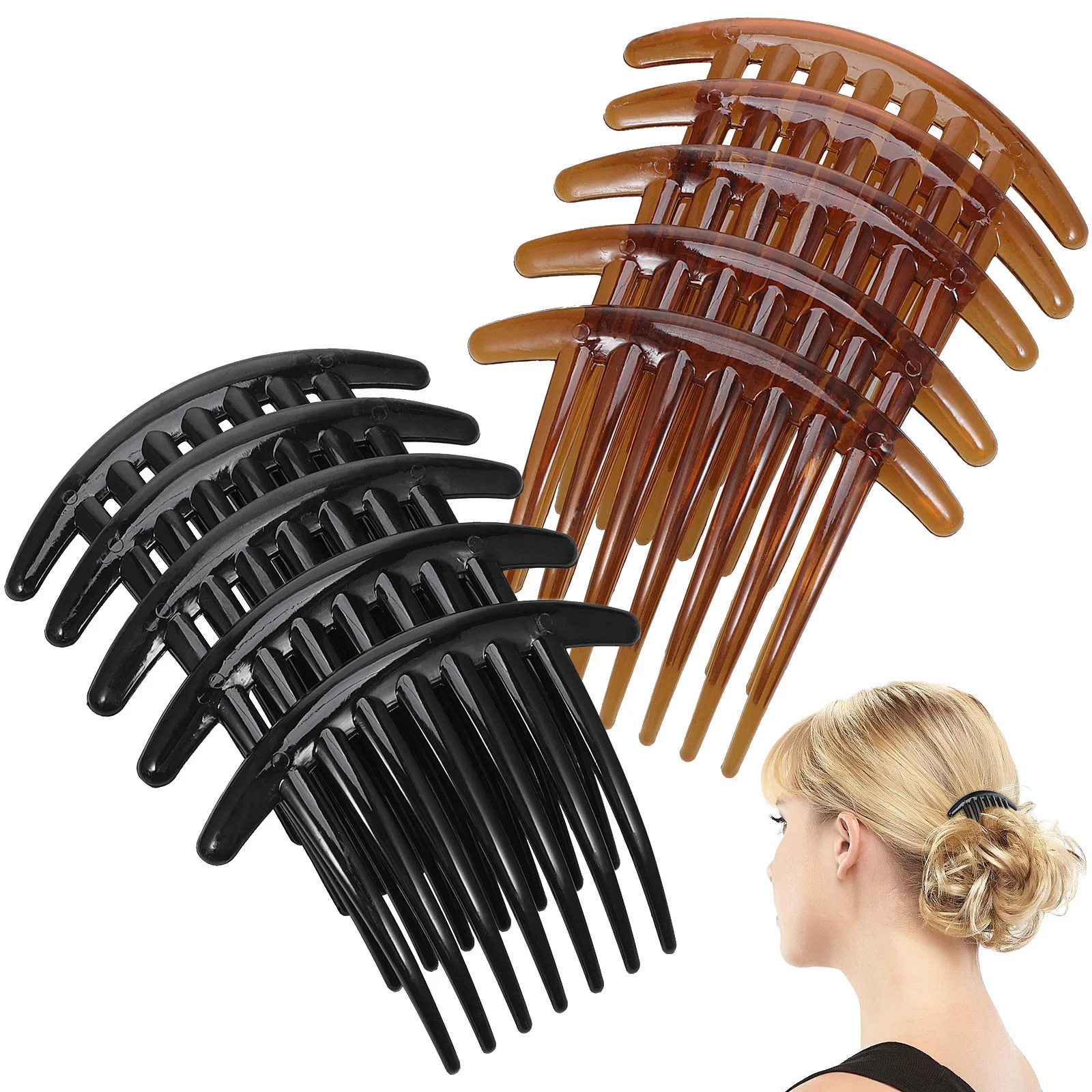 10 قطعة إدراج أمشاط الاكريليك إكسسوارات الشعر للفتيات العملي التيجان الزينة DIY بها بنفسك مشاريع مشط الشعر القهوة السوداء #3