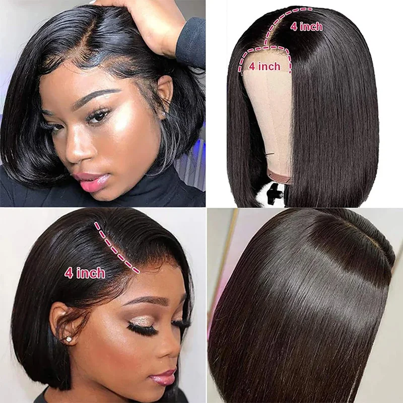 Perruque Bob Lace Front Wig indienne Remy naturelle courte, cheveux lisses, pre-plucked, bon marché, vente en gros, pour femmes africaines