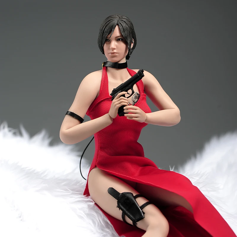 1/6 Ada Wong Head Sculpture 18XG14 Dress AB001S Wheat Flexible Big Breast Body Pistol Model Fit 12