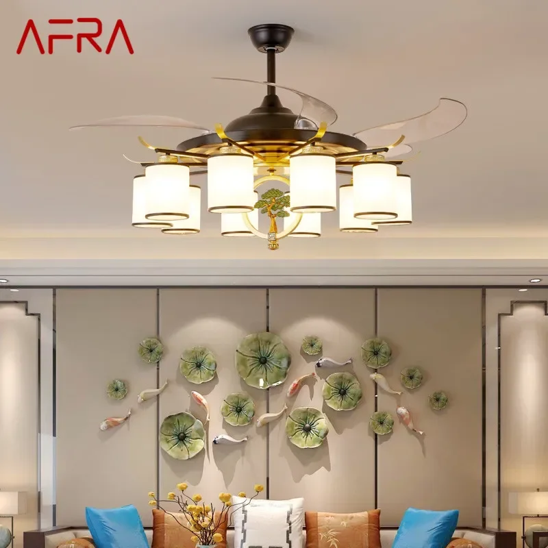 

AFRA Modern Stealth Fan Light Luxury Living Room Restaurant Bedroom Ceiling Fan Light Remote LED Electric Fan Light