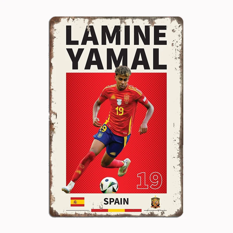 Lamine Yamal Spain Soccer Poster Metal Plaque Poster Club Home Bar Cave Classic Plaques Tin Sign Room Wall Decor