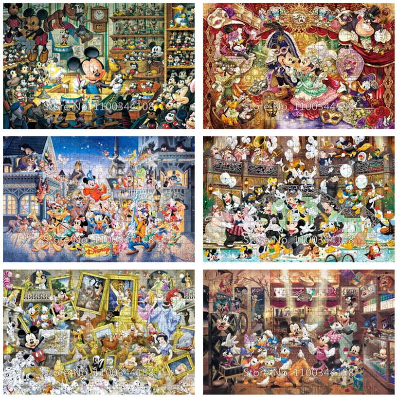 

Disney Mickey Mouse and Minnie Puzzle for Children 300/500/1000 Pieces Cartoon Wooden Jigsaw Puzzles Adult Decompression Toys