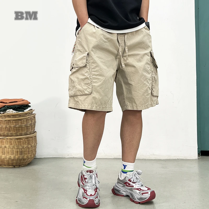 

Корейские мешковатые шорты-карго, мужские летние шорты с несколькими карманами, рабочая одежда, уличная одежда, легкие, оверсайз, 5 дюймов, повседневная свободная посадка