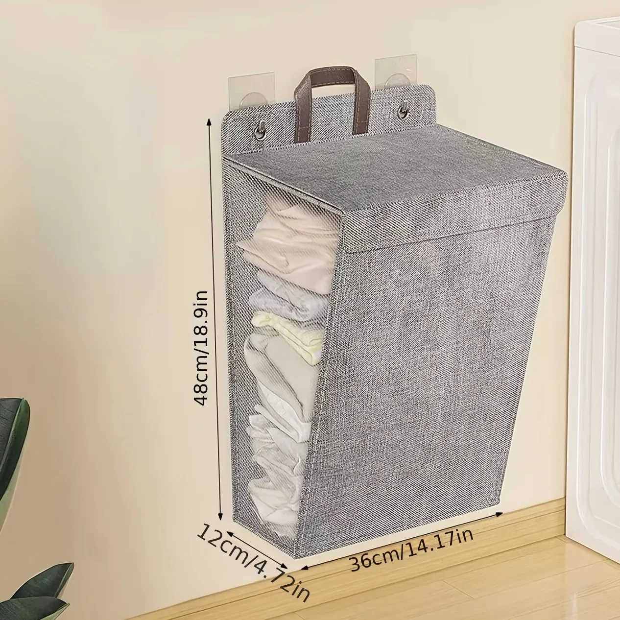 Large Capacity Hanging Laundry Basket Wall Hanging Clothes Organizer Bag Folding Space-saving Dirty Clothes Baskets Storager