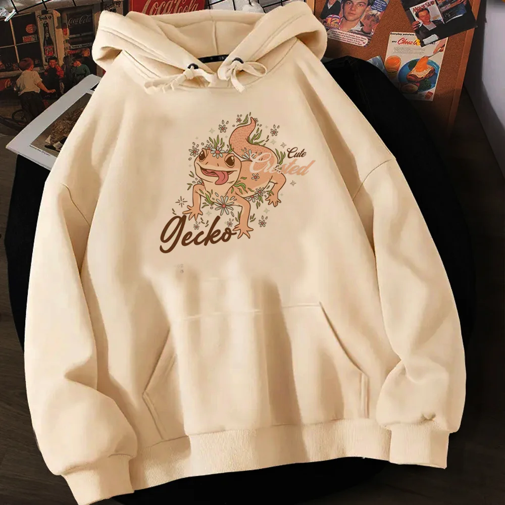 Crested gecko hoodies mulher kawaii vintage velo puxa feminino 90s agasalho