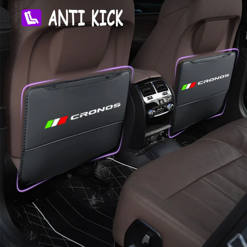 

Anti Kick Pad 2Pcs Leather Car Seat Back Backrest Anti Dirt and Anti Stepping Pad Protective Cover Storage Bag for Fiat Cronos