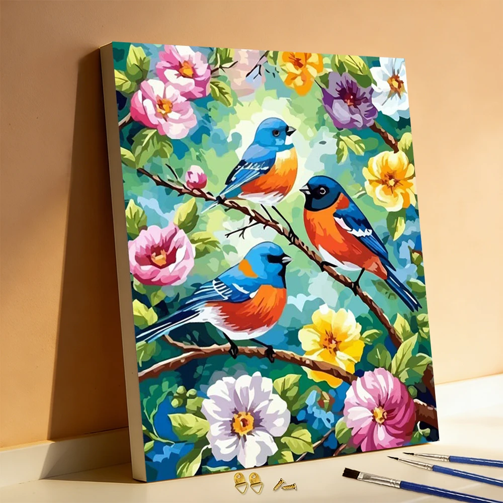 Huacan Digitales Ölgemälde Kolibri DIY Malen nach Zahlen Tier-Ölgemälde nach Zahlen Vogel Blumen Wanddekoration Wohnzimmer