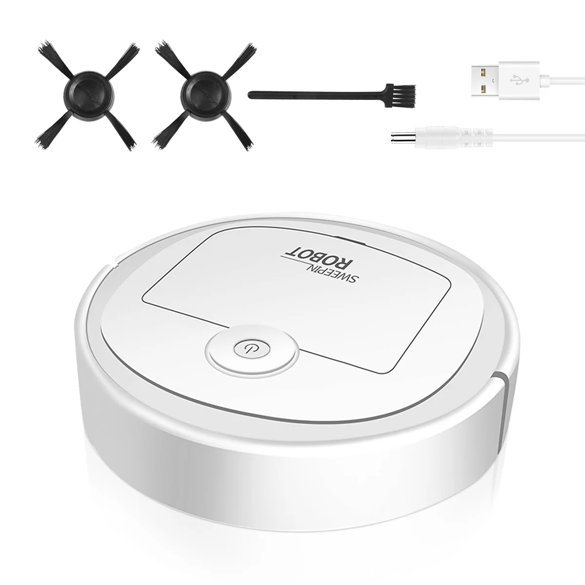 Aspirapolvere robotico intelligente spazzatrice per pavimenti a basso rumore aspirapolvere per tappeti, bianco