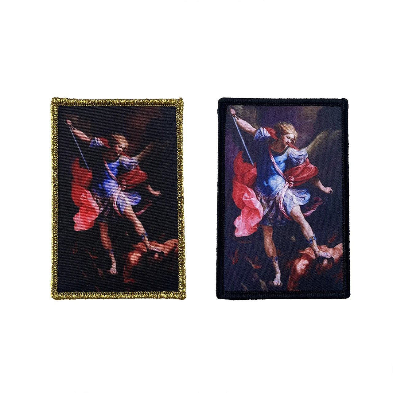 Customize Logo Saint-Michael-Art Archangel Picture Hook and Loop Patches Outdoor Bag DIY Decoration Clothes Hat Badges