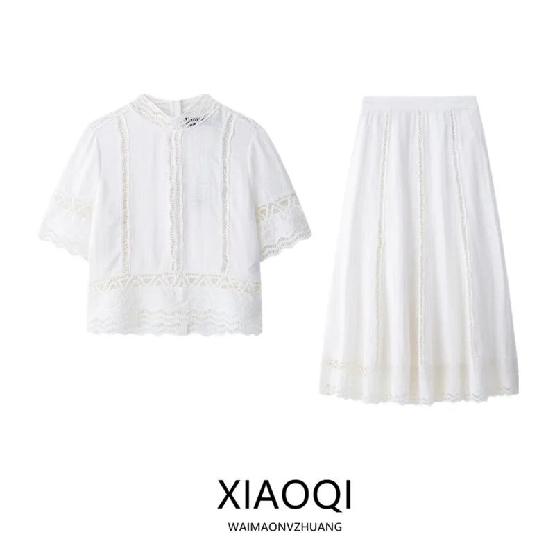 

Spring 2025 New Women's Faion Hook Knit ort Sve irt mid Waist Skirt Detailing Clothing for Young Profional W...