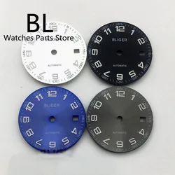 BLIGER 29mm Watch Dial For ETA 2836 2824 Mingzhu DG 2813 3804 Miyota 8205 8215 821A Movement Grey Blue Black Dial Green Luminous